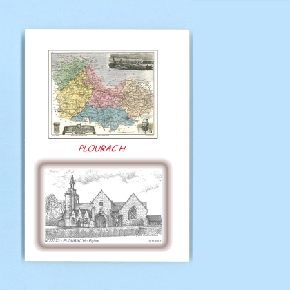 Cartes Postales impression Noir avec dpartement sur la ville de PLOURAC H Titre : eglise