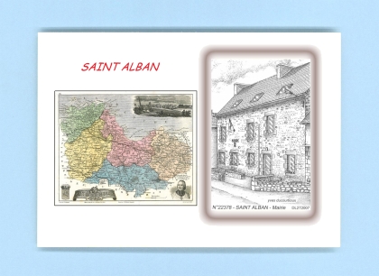 Cartes Postales impression Noir avec dpartement sur la ville de ST ALBAN Titre : mairie
