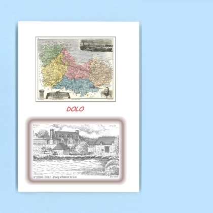 Cartes Postales impression Noir avec dpartement sur la ville de DOLO Titre : etang et manoir du lou