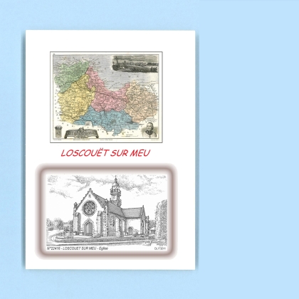 Cartes Postales impression Noir avec dpartement sur la ville de LOSCOUET SUR MEU Titre : eglise