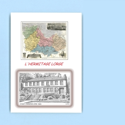 Cartes Postales impression Noir avec dpartement sur la ville de L HERMITAGE LORGE Titre : mairie