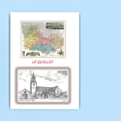 Cartes Postales impression Noir avec dpartement sur la ville de LE QUILLIO Titre : eglise