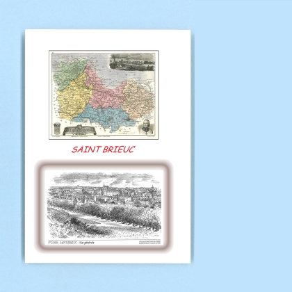 Cartes Postales impression Noir avec dpartement sur la ville de ST BRIEUC Titre : vue generale