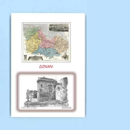 Cartes Postales impression Noir avec dpartement sur la ville de DINAN Titre : le chateau