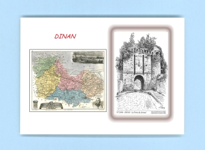 Cartes Postales impression Noir avec dpartement sur la ville de DINAN Titre : la porte du jerzual