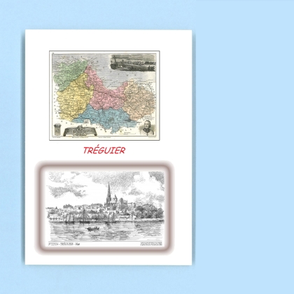 Cartes Postales impression Noir avec dpartement sur la ville de TREGUIER Titre : vue