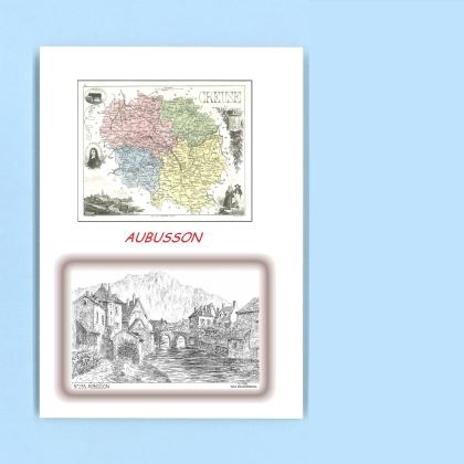 Cartes Postales impression Noir avec dpartement sur la ville de AUBUSSON Titre : vue