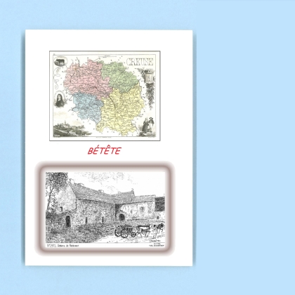 Cartes Postales impression Noir avec dpartement sur la ville de BETETE Titre : abbaye de prebenoit