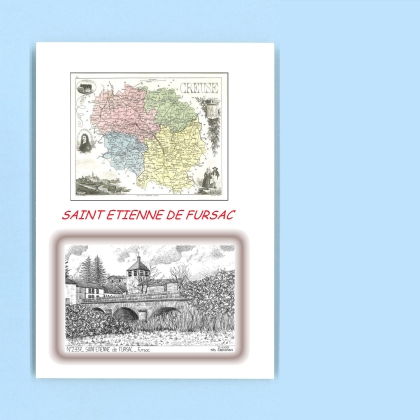 Cartes Postales impression Noir avec dpartement sur la ville de ST ETIENNE DE FURSAC Titre : fursac