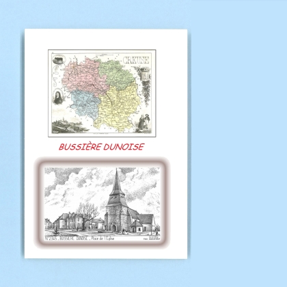 Cartes Postales impression Noir avec dpartement sur la ville de BUSSIERE DUNOISE Titre : place de l eglise