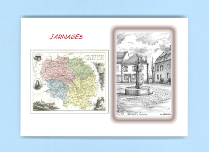 Cartes Postales impression Noir avec dpartement sur la ville de JARNAGES Titre : fontaine