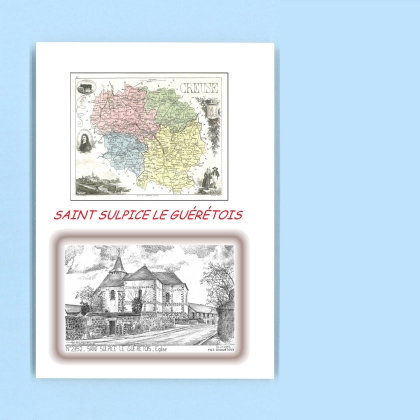 Cartes Postales impression Noir avec dpartement sur la ville de ST SULPICE LE GUERETOIS Titre : eglise