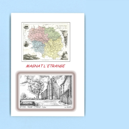 Cartes Postales impression Noir avec dpartement sur la ville de MAGNAT L ETRANGE Titre : eglise