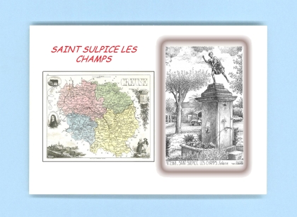 Cartes Postales impression Noir avec dpartement sur la ville de ST SULPICE LES CHAMPS Titre : fontaine