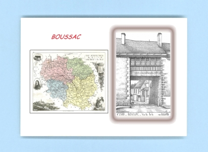 Cartes Postales impression Noir avec dpartement sur la ville de BOUSSAC Titre : vieille porte