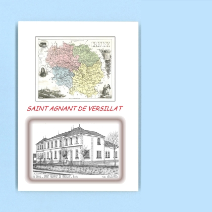 Cartes Postales impression Noir avec dpartement sur la ville de ST AGNANT DE VERSILLAT Titre : ecole