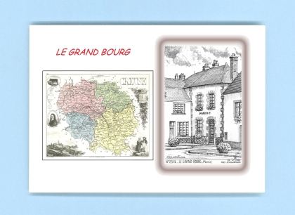 Cartes Postales impression Noir avec dpartement sur la ville de LE GRAND BOURG Titre : mairie