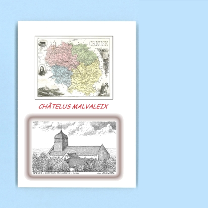 Cartes Postales impression Noir avec dpartement sur la ville de CHATELUS MALVALEIX Titre : eglise