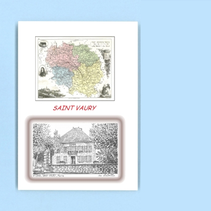 Cartes Postales impression Noir avec dpartement sur la ville de ST VAURY Titre : mairie