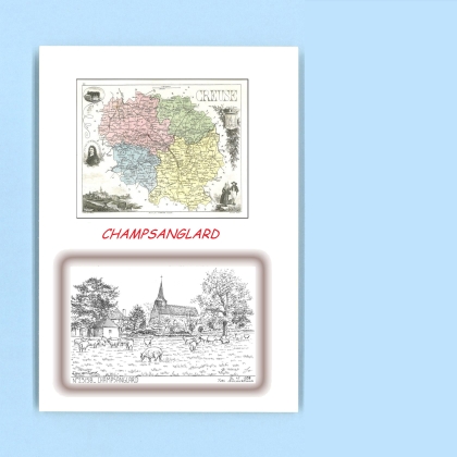 Cartes Postales impression Noir avec dpartement sur la ville de CHAMPSANGLARD Titre : vue