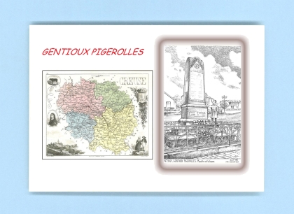 Cartes Postales impression Noir avec dpartement sur la ville de GENTIOUX PIGEROLLES Titre : maudite soit la guerre