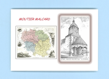 Cartes Postales impression Noir avec dpartement sur la ville de MOUTIER MALCARD Titre : eglise