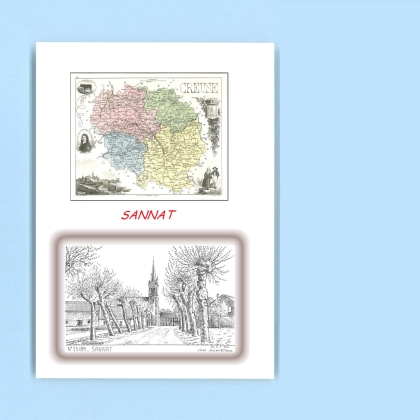 Cartes Postales impression Noir avec dpartement sur la ville de SANNAT Titre : vue