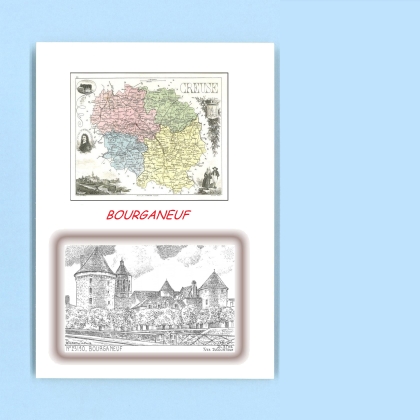 Cartes Postales impression Noir avec dpartement sur la ville de BOURGANEUF Titre : vue
