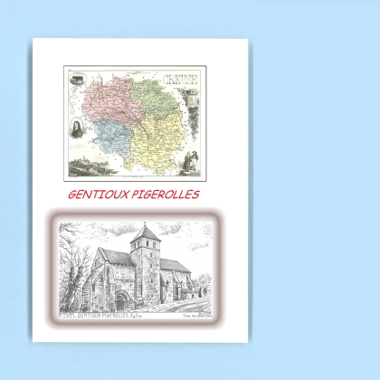 Cartes Postales impression Noir avec dpartement sur la ville de GENTIOUX PIGEROLLES Titre : eglise