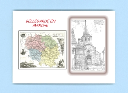 Cartes Postales impression Noir avec dpartement sur la ville de BELLEGARDE EN MARCHE Titre : eglise