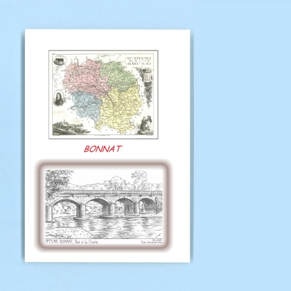 Cartes Postales impression Noir avec dpartement sur la ville de BONNAT Titre : pont a la chatte