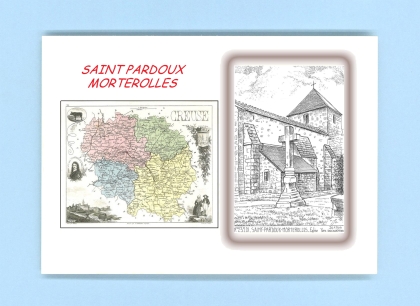 Cartes Postales impression Noir avec dpartement sur la ville de ST PARDOUX MORTEROLLES Titre : eglise