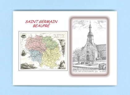Cartes Postales impression Noir avec dpartement sur la ville de ST GERMAIN BEAUPRE Titre : eglise