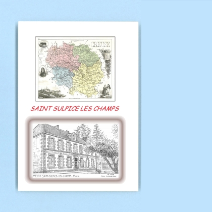 Cartes Postales impression Noir avec dpartement sur la ville de ST SULPICE LES CHAMPS Titre : mairie