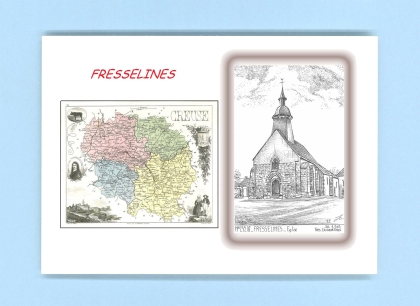 Cartes Postales impression Noir avec dpartement sur la ville de FRESSELINES Titre : eglise