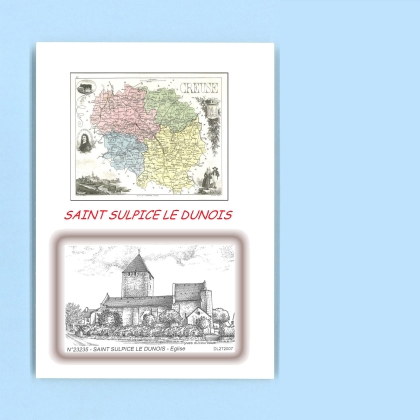 Cartes Postales impression Noir avec dpartement sur la ville de ST SULPICE LE DUNOIS Titre : eglise