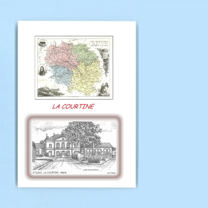 Cartes Postales impression Noir avec dpartement sur la ville de LA COURTINE Titre : mairie