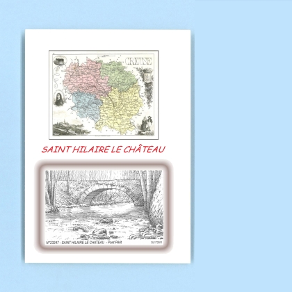 Cartes Postales impression Noir avec dpartement sur la ville de ST HILAIRE LE CHATEAU Titre : pont perit