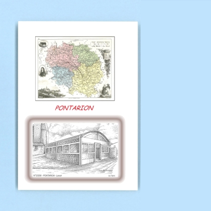 Cartes Postales impression Noir avec dpartement sur la ville de PONTARION Titre : lavoir