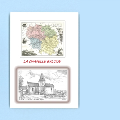 Cartes Postales impression Noir avec dpartement sur la ville de LA CHAPELLE BALOUE Titre : eglise