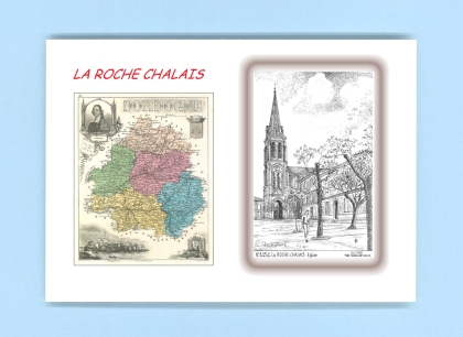Cartes Postales impression Noir avec dpartement sur la ville de LA ROCHE CHALAIS Titre : eglise
