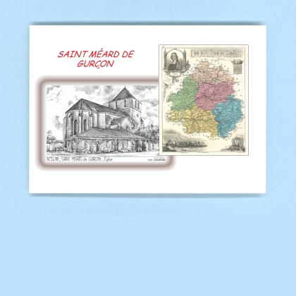 Cartes Postales impression Noir avec dpartement sur la ville de ST MEARD DE GURCON Titre : eglise