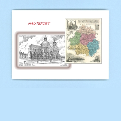 Cartes Postales impression Noir avec dpartement sur la ville de HAUTEFORT Titre : eglise