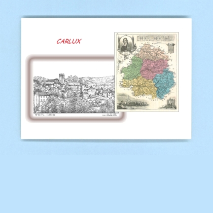 Cartes Postales impression Noir avec dpartement sur la ville de CARLUX Titre : vue