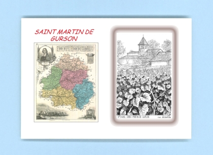 Cartes Postales impression Noir avec dpartement sur la ville de ST MARTIN DE GURSON Titre : vue