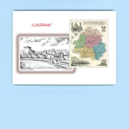 Cartes Postales impression Noir avec dpartement sur la ville de LUSIGNAC Titre : vue