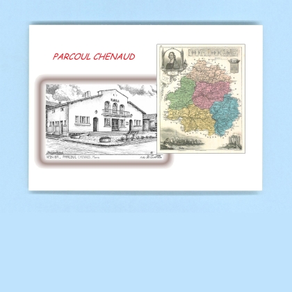 Cartes Postales impression Noir avec dpartement sur la ville de PARCOUL Titre : mairie