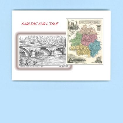 Cartes Postales impression Noir avec dpartement sur la ville de SARLIAC SUR L ISLE Titre : pont