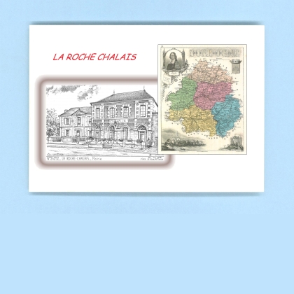 Cartes Postales impression Noir avec dpartement sur la ville de LA ROCHE CHALAIS Titre : mairie