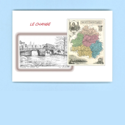 Cartes Postales impression Noir avec dpartement sur la ville de LE CHANGE Titre : pont